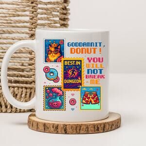 Dungeon Crawler Carl 15 oz Mug Coffee Cup Donut Cat Funny Novel Book 9